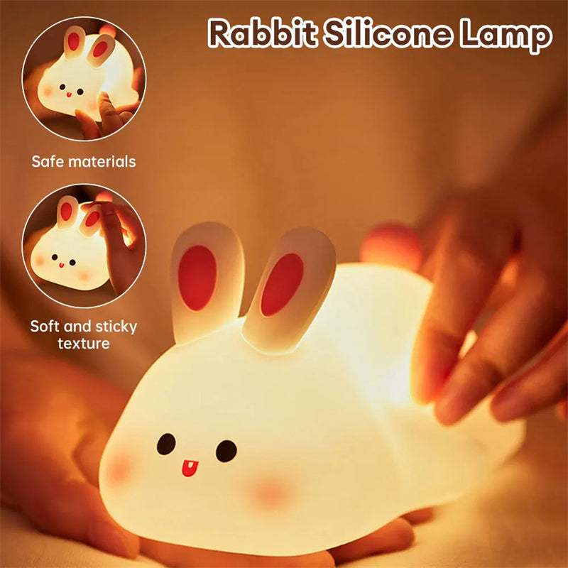 Little Rabbit Night Light™ – Silicone Touch Night Lamp for Kids (USB Rechargeable)